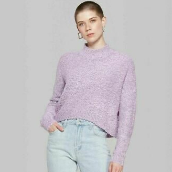 wild fable Sweaters - Lavender Crop Mock Knit Sweater